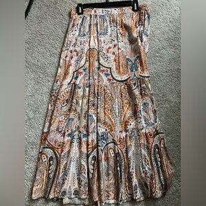 Tahari Paisley Maxi Skirt in Orange and Blue